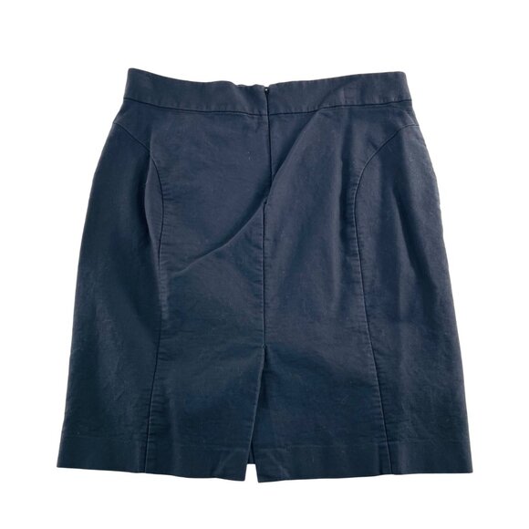 J.Crew Womens Navy Pencil Skirt 12 Cotton Back Zipper Closure - Picture 2 of 5